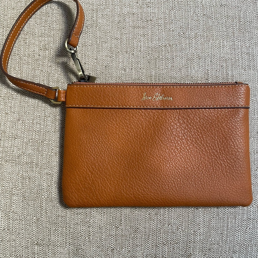 Brown Leather Wristlet by Brand